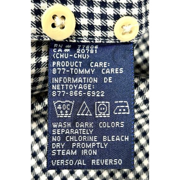Vintage 2000 Tommy Hilfiger Gingham Button Down Shirt XXL Black & White Y2K - Picture 8 of 11
